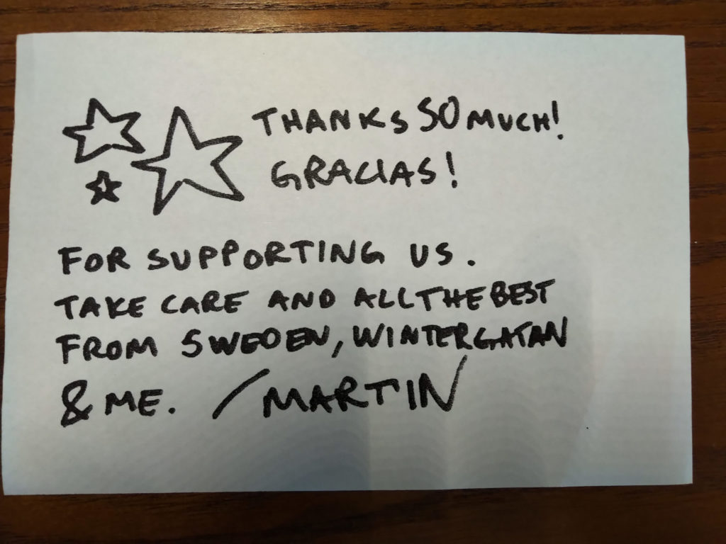 Thanks from Martin of Wintergatan 