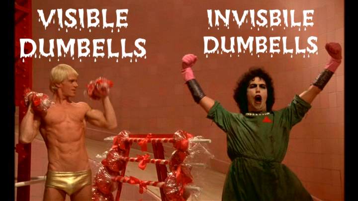visible dumbells / invisible dumbells