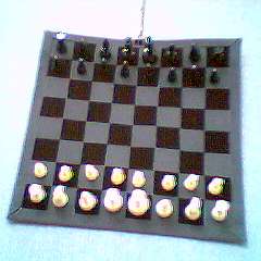 A chess set on the wall.