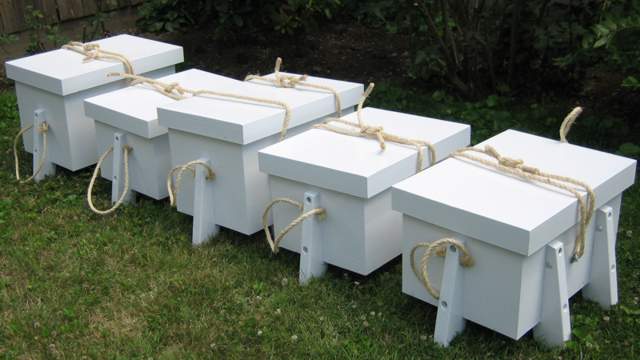 Five white storage karabitsu