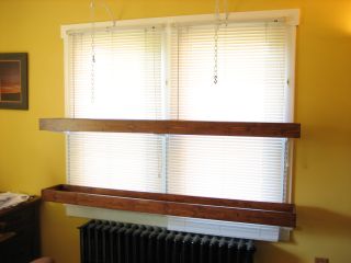Picture showing the plant shelves in relation to the window frames.